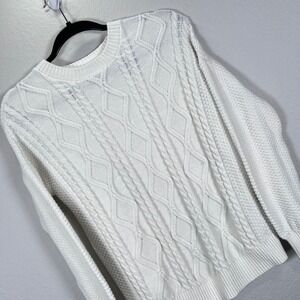 Hollister Cable Knit Sweater‎ Diamond Pattern cable knit Crew Neck Pullover XS